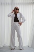 Luksusowy Komplet Damski Masełko Bluza Rozpinana + Spodnie Wide Leg Premium Soft Touch  Elegancja & Komfort-KREM